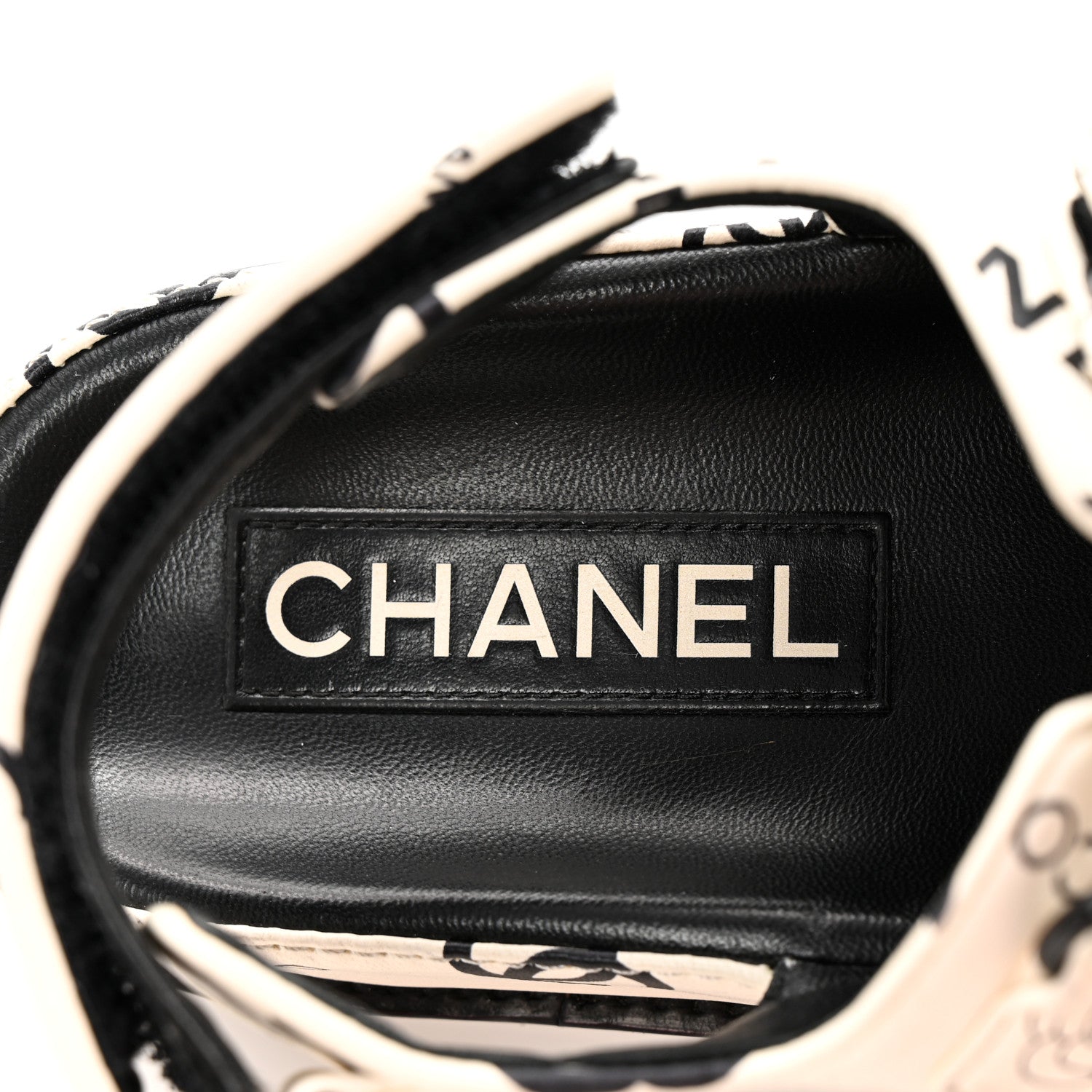 Chanel Lambskin Printed CC Velcro Dad Sandals 36 White Black 8 of 11