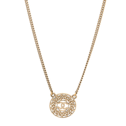 Chanel Pearl Baguette Crystal CC Medallion Necklace Gold 1 of 4