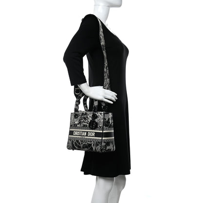 Christian Dior Toile de Jouy Embroidered Medium Lady D-Lite Black White 2 of 9