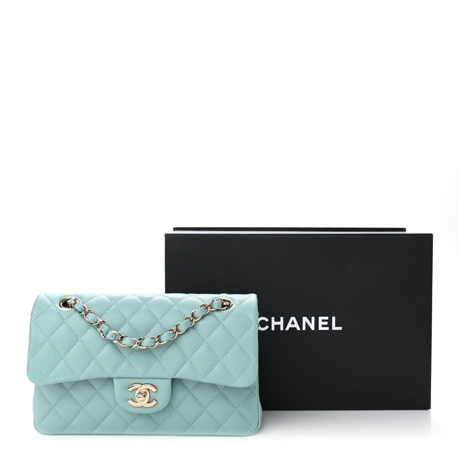 Chanel Caviar Quilted Small Double Flap Light Blue 10 of 10