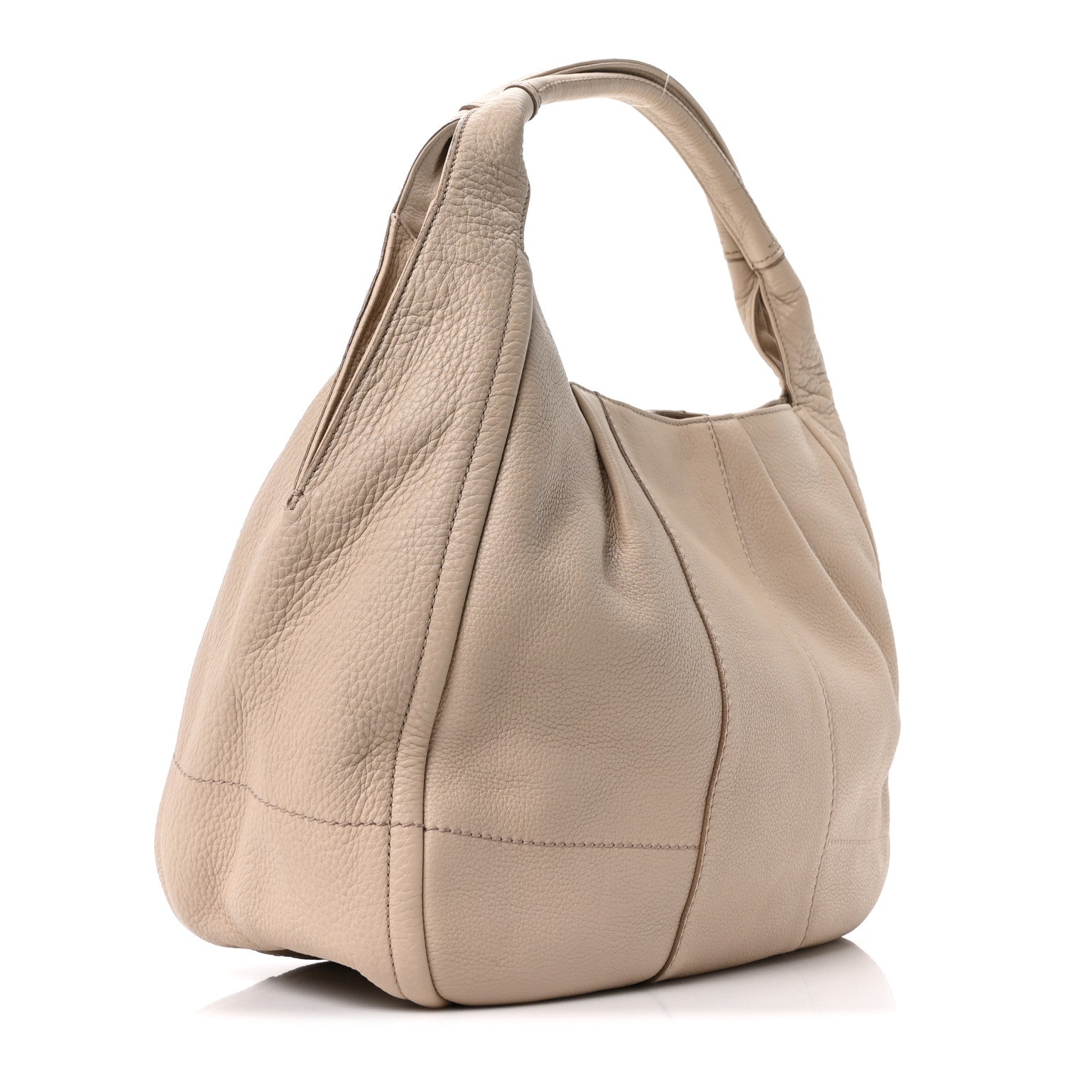 Salvatore Ferragamo Calfskin Gancini Stitched Hobo Beige 3 of 9