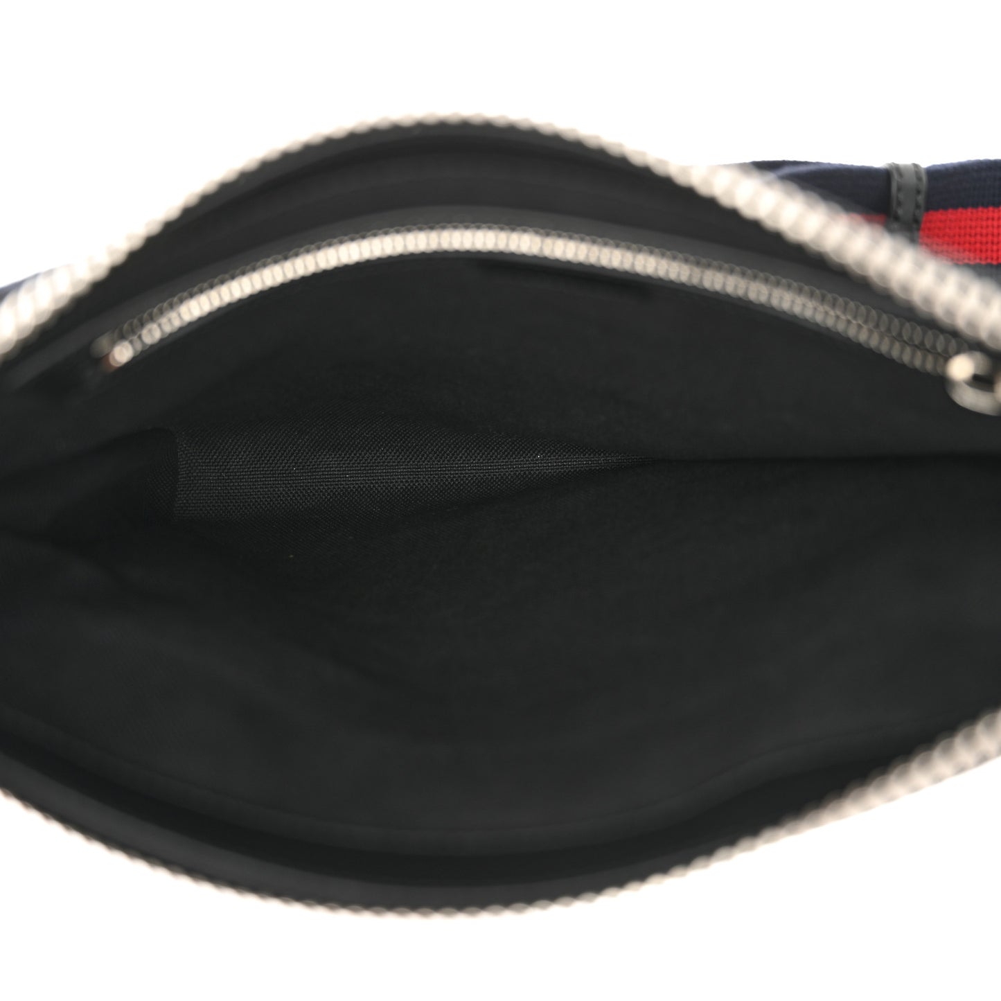 GG Supreme Monogram Appia Calfskin Web Flat Messenger Bag Black Grey