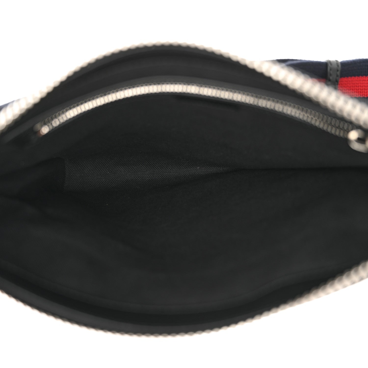 Gucci GG Supreme Monogram Appia Calfskin Web Flat Messenger Bag Black Grey 5 of 10