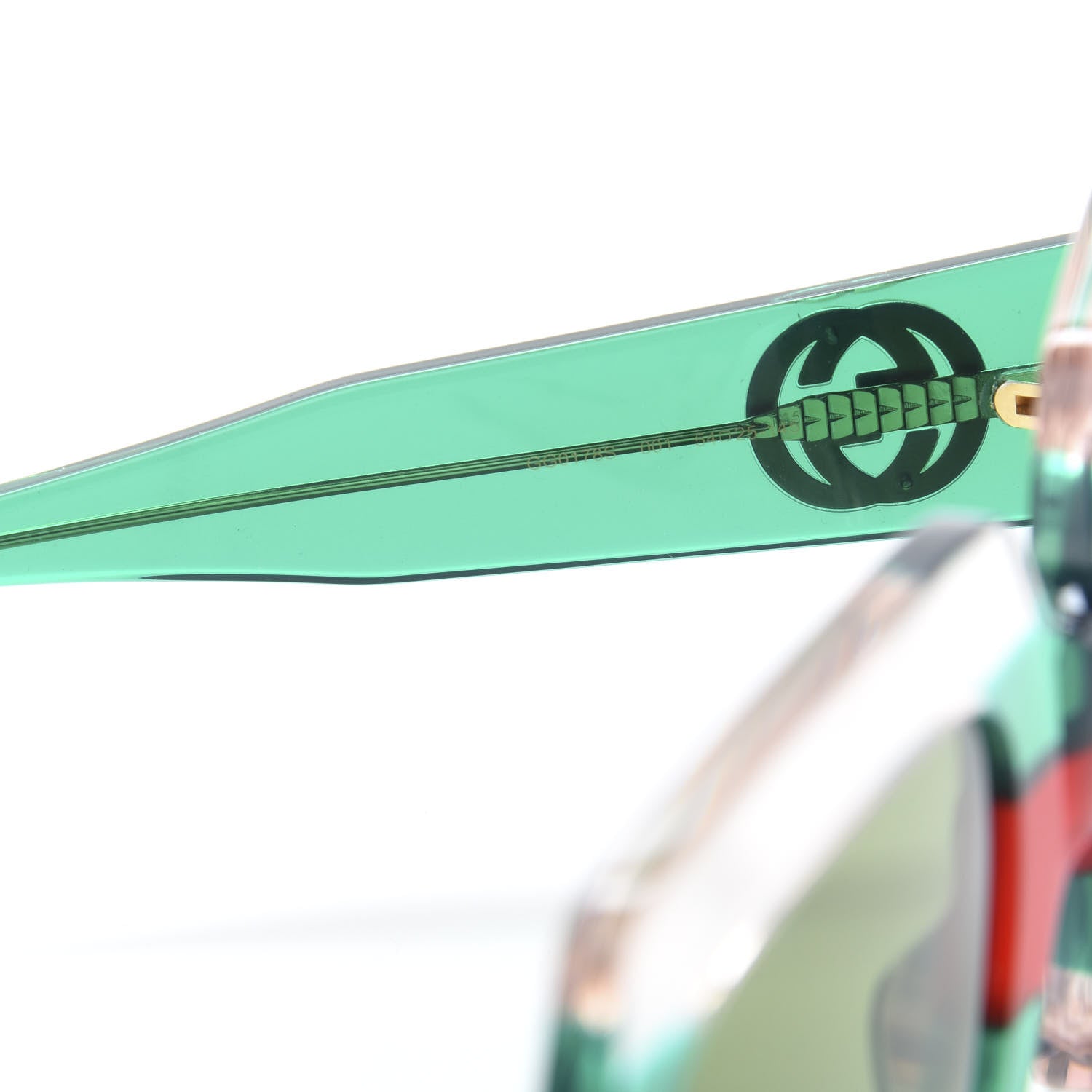 Gucci Square Web Frame GG0178S Sunglasses Green Red 6 of 8