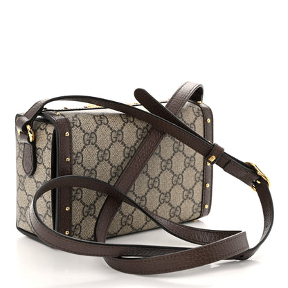 Gucci GG Supreme Monogram Textured Dollar Calfskin Mini Trunk Shoulder Bag Beige Ebony New Acero 3 of 9