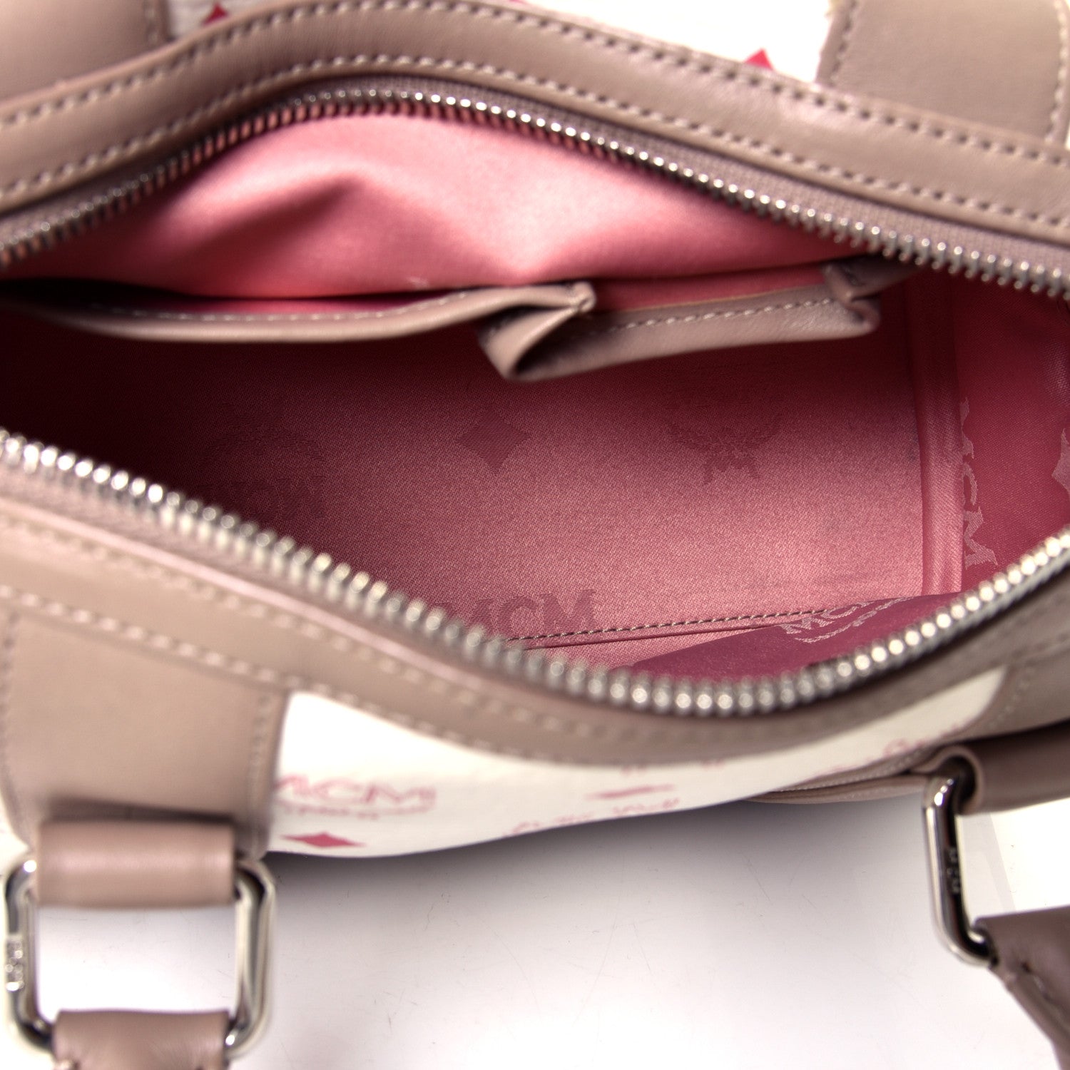 MCM Visetos Small Boston Bag White 4 of 4