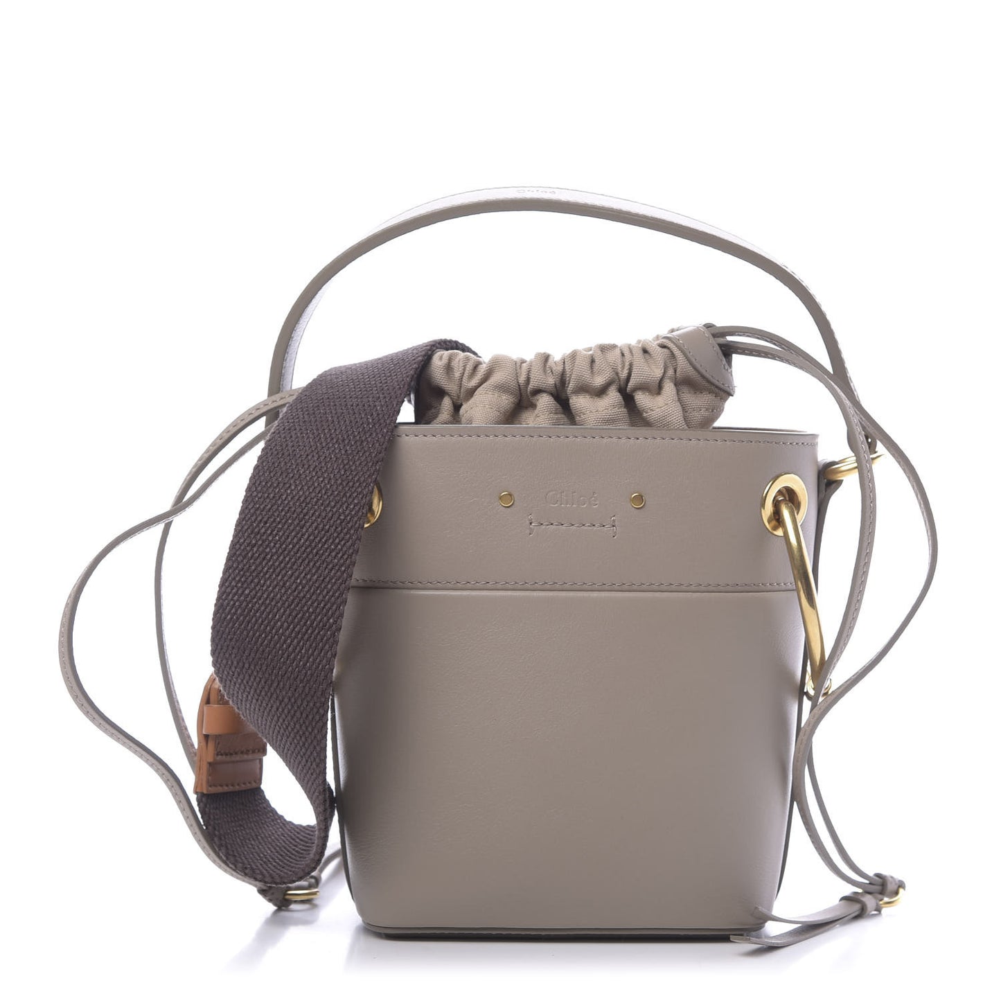 Smooth Calfskin Mini Roy Bucket Bag Motty Grey