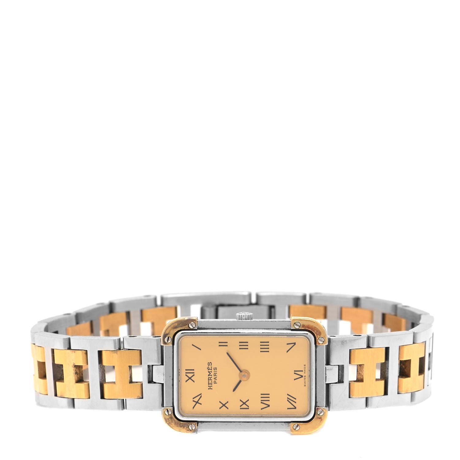 Hermes Stainless Steel 18mm Rectangle Croisiere Quartz Watch Gold 2 of 4