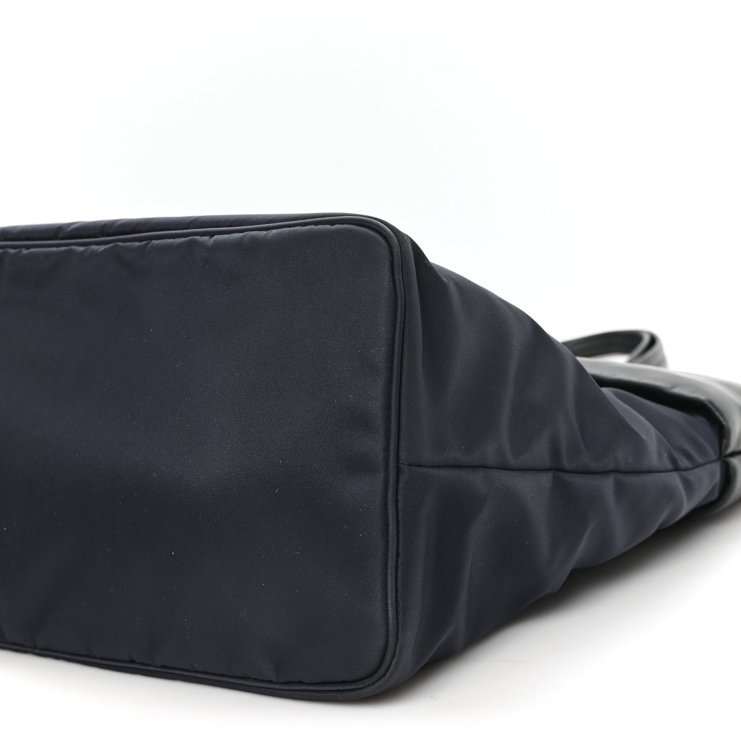 Nappa Nylon Soft Padded Shopping Tote Black Blue