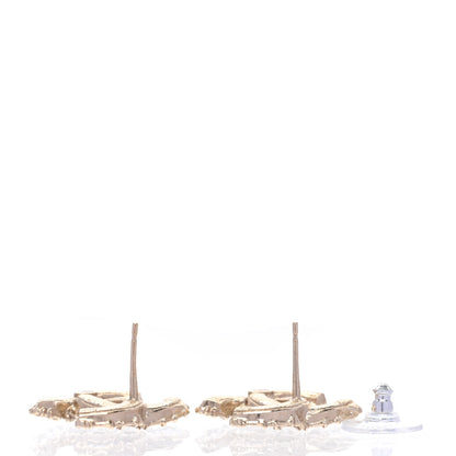 Chanel Pearl CC Camellia Express Stud Earrings Gold 3 of 5