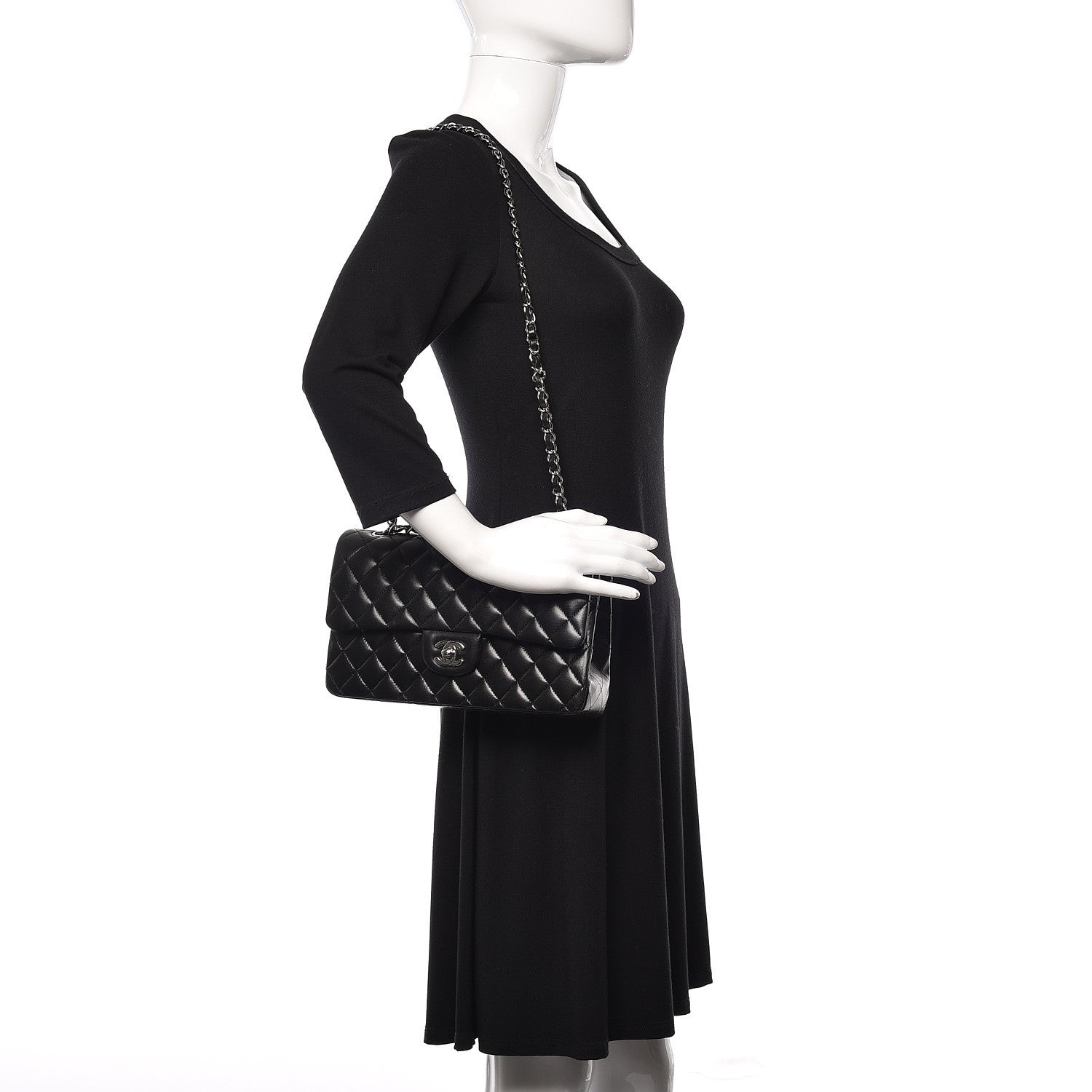 Chanel Lambskin Quilted Medium Double Flap Black 2 of 11