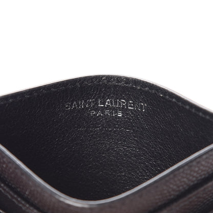 Saint Laurent Grain De Poudre Matelasse Chevron Monogram Credit Card Case Black 6 of 7