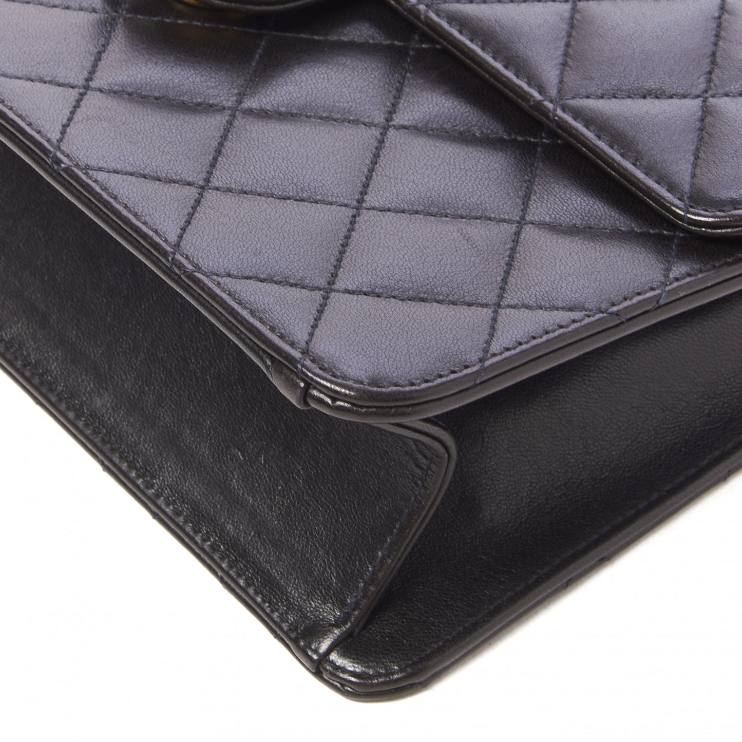 Lambskin Quilted Small Single Flap Black