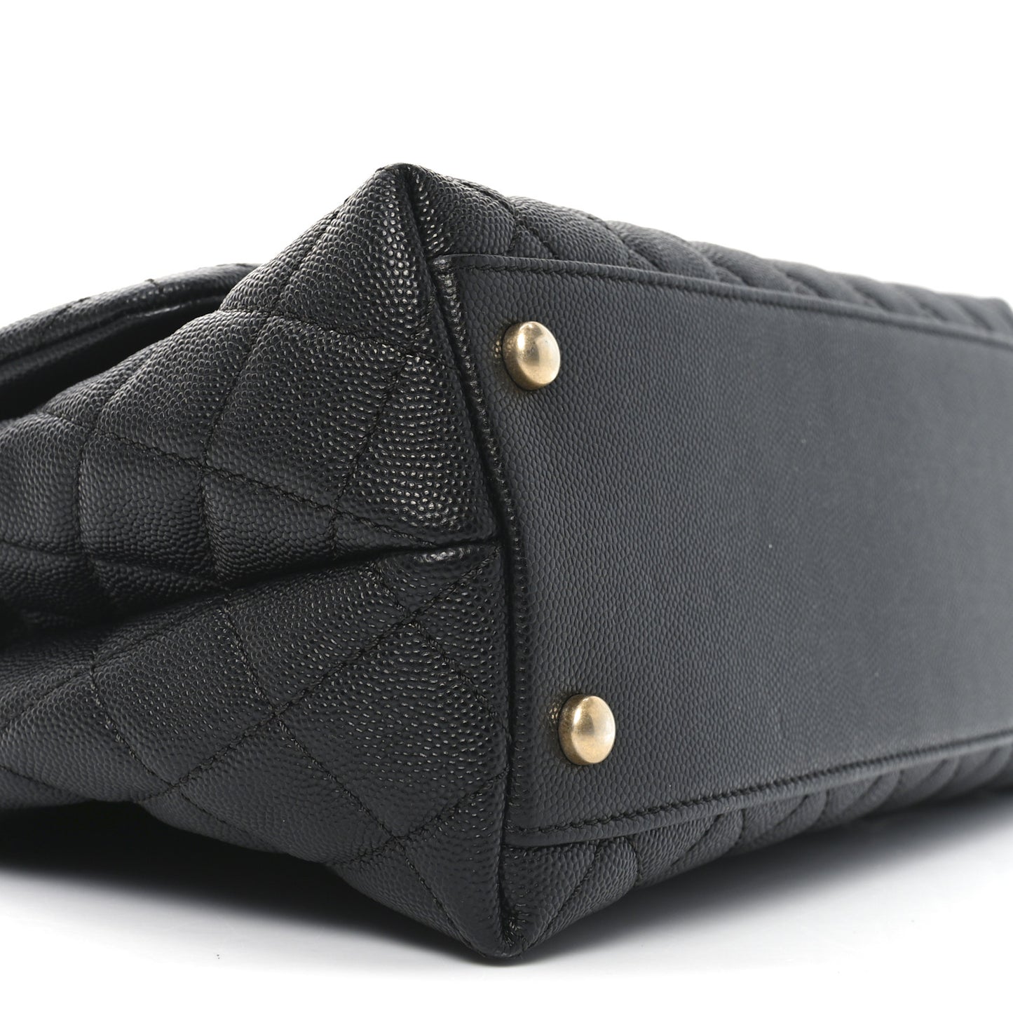 Caviar Quilted Small Coco Handle Flap Black
