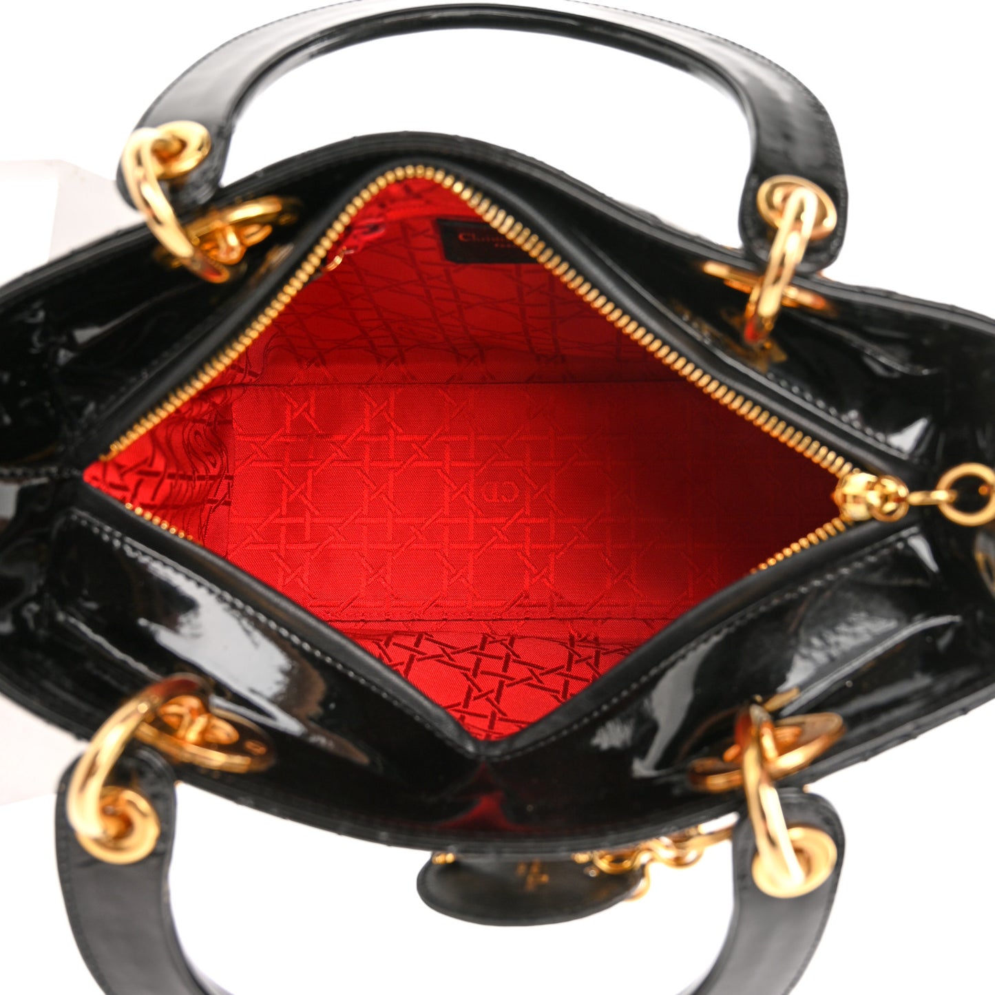 Patent Cannage Medium Lady Dior Black