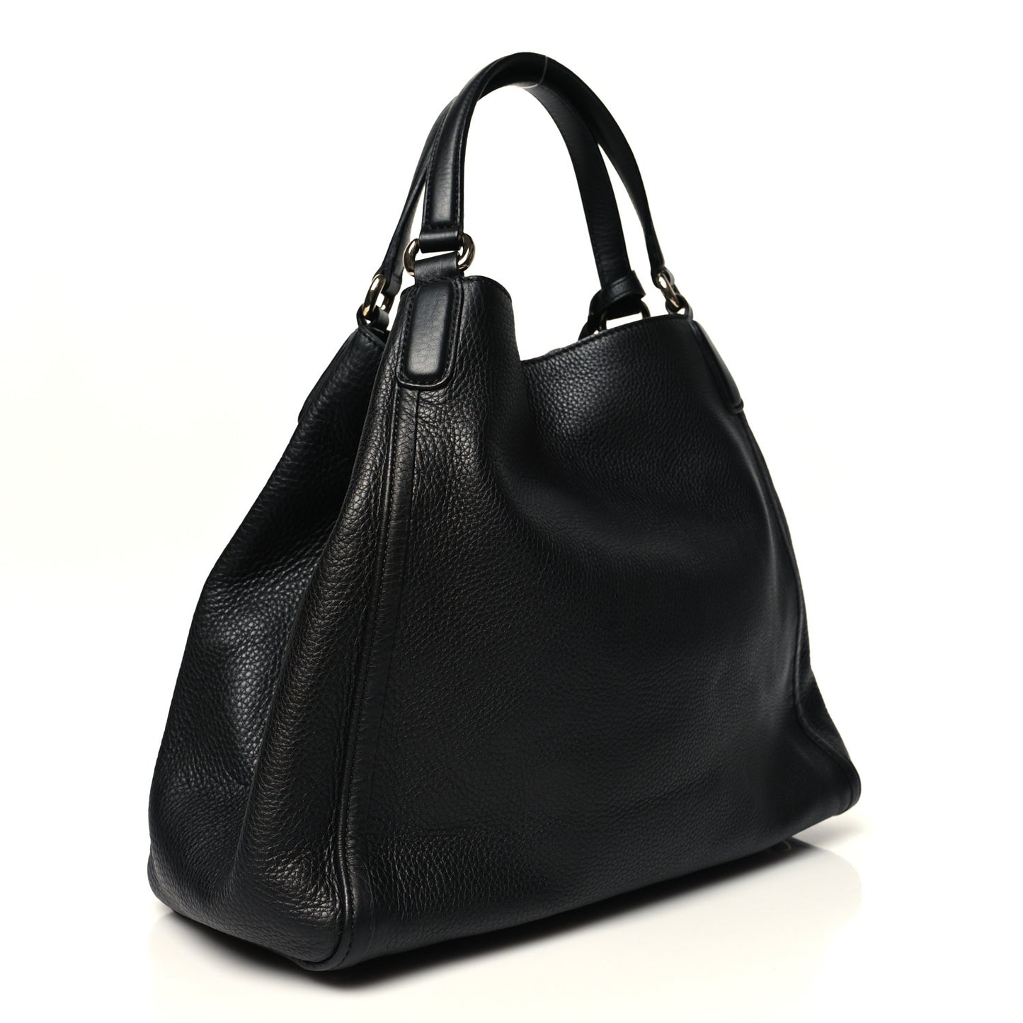 Pebbled Calfskin Medium Soho Shoulder Bag Black
