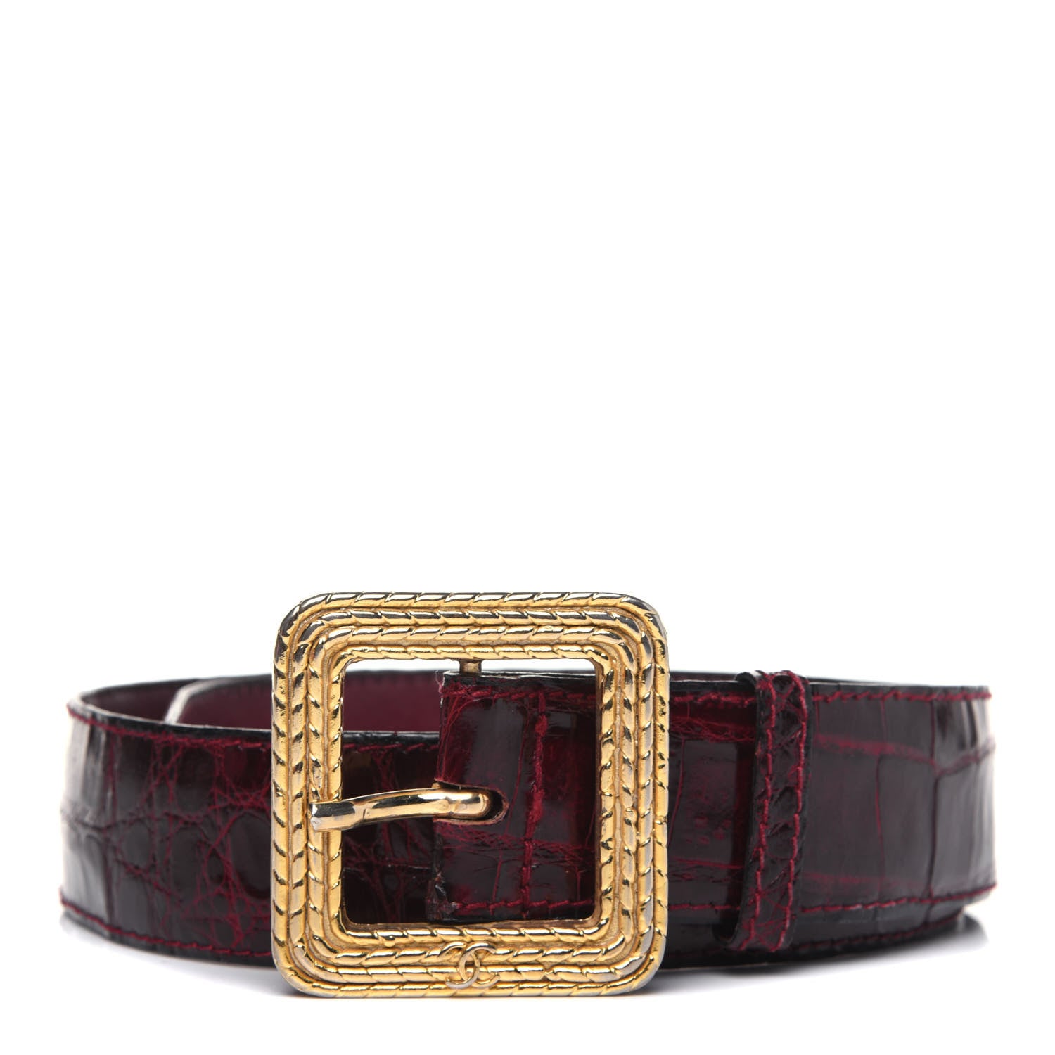 Chanel Crocodile Belt 75 30 Burgundy 1 of 12