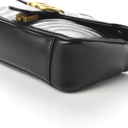 Gucci Calfskin Matelasse Small GG Marmont Shoulder Bag Black 7 of 10