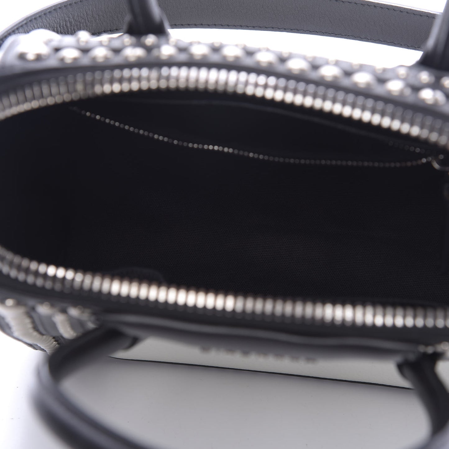 Calfskin Small Studded Bi-Color Antigona Black White