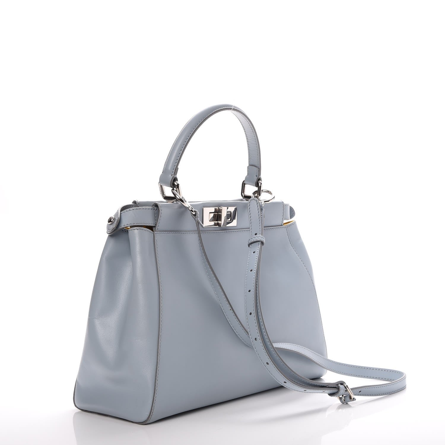 Fendi Vitello Morgan Shiny Nappa Medium Peekaboo Iconic Satchel Polvere Sunflower 3 of 8