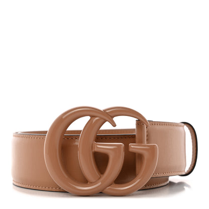 Gucci Azalea Calfskin Enamel Monochrome Double G 40mm Belt 80 32 Camelia 1 of 7