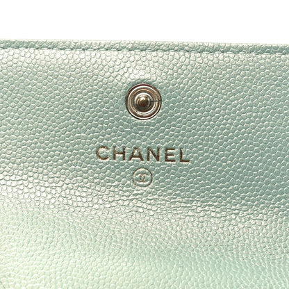 Chanel Iridescent Caviar Quilted Pearl On Top Coin Purse With Chain Light Green 5 of 9