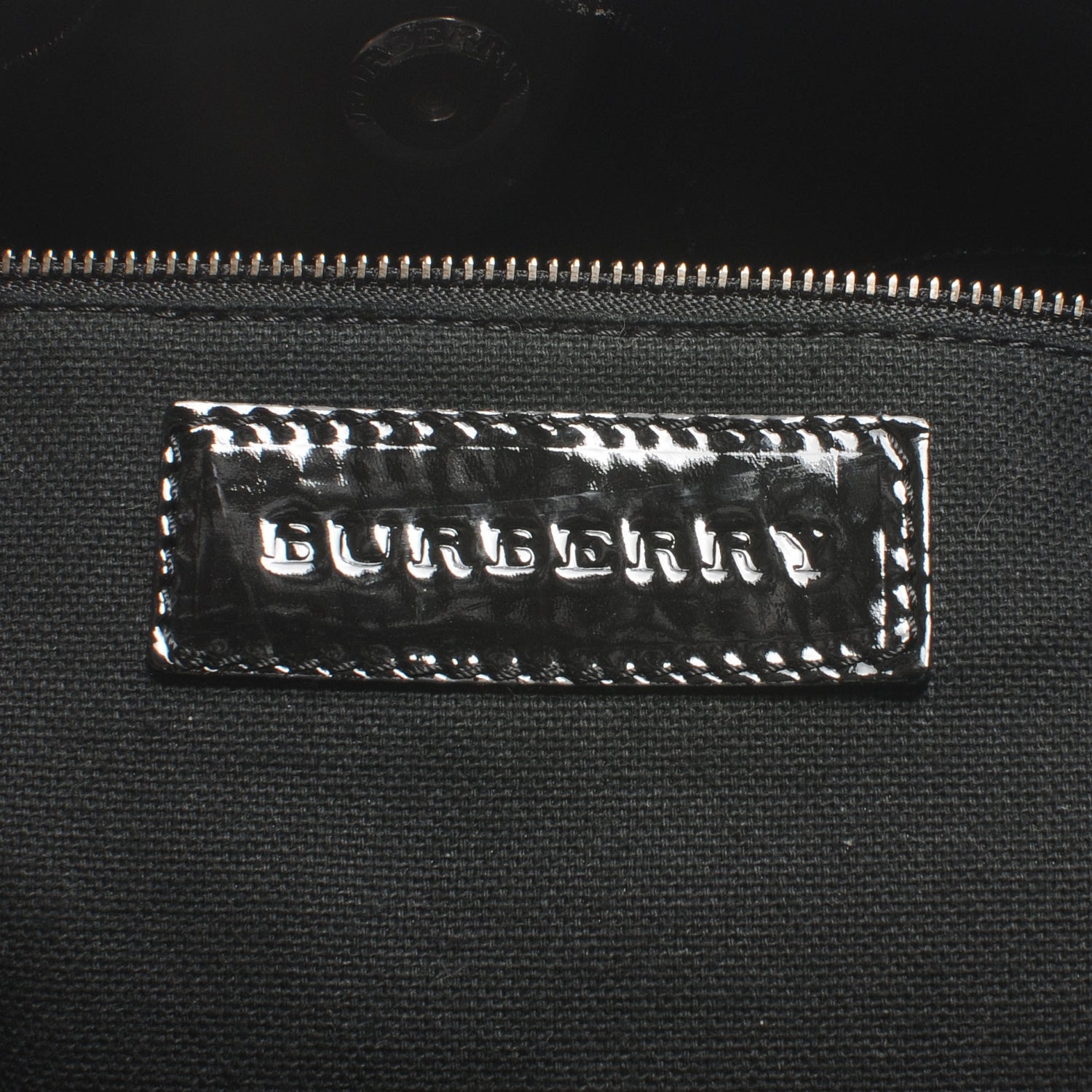 Burberry Patent Check Embossed Tote Black 6 of 9