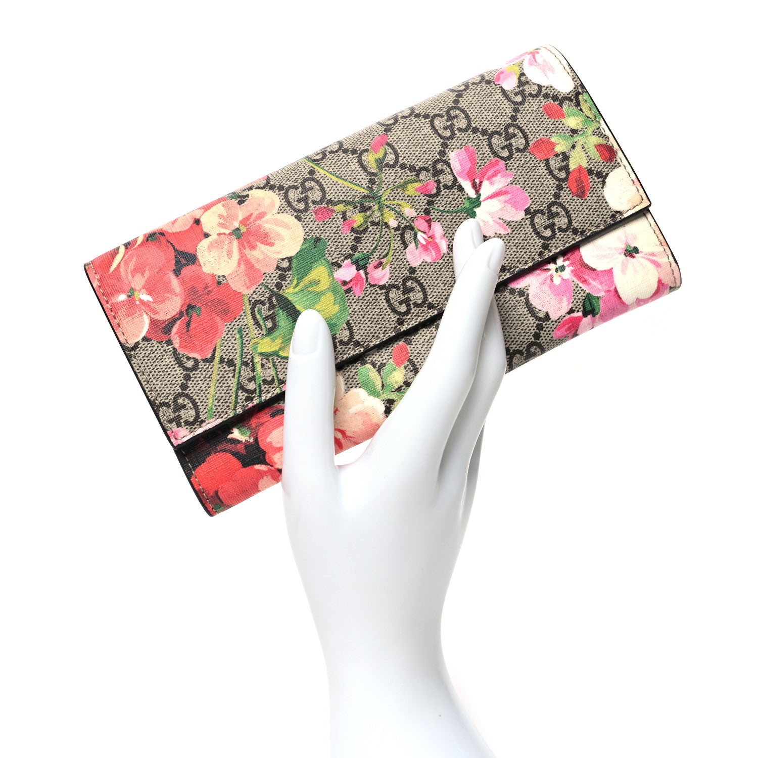 Gucci GG Supreme Monogram Blooms Continental Wallet Beige Multicolor Dry Rose 2 of 11