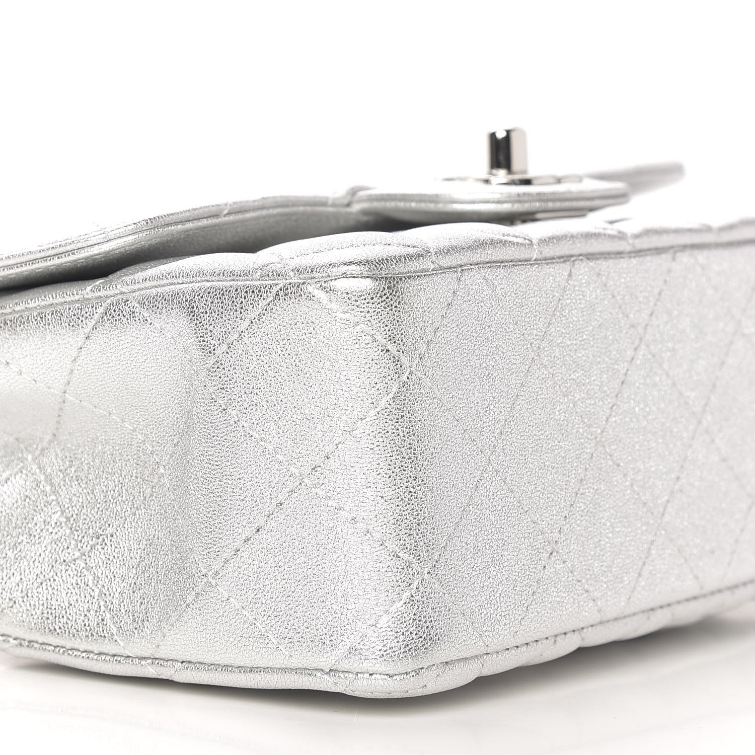 Chanel Metallic Lambskin Quilted Mini Rectangular Flap Silver 5 of 9
