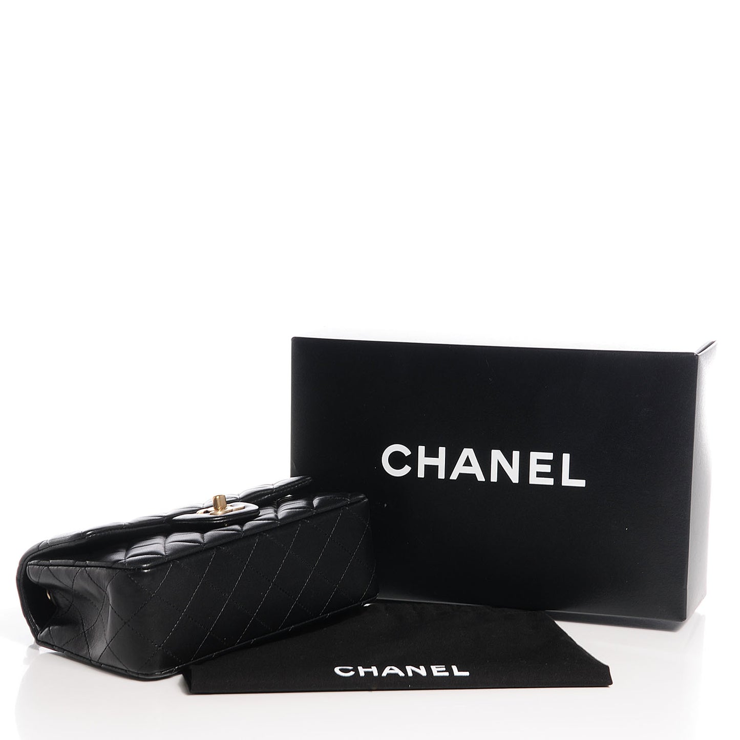 Lambskin Quilted Mini Rectangular Flap Black