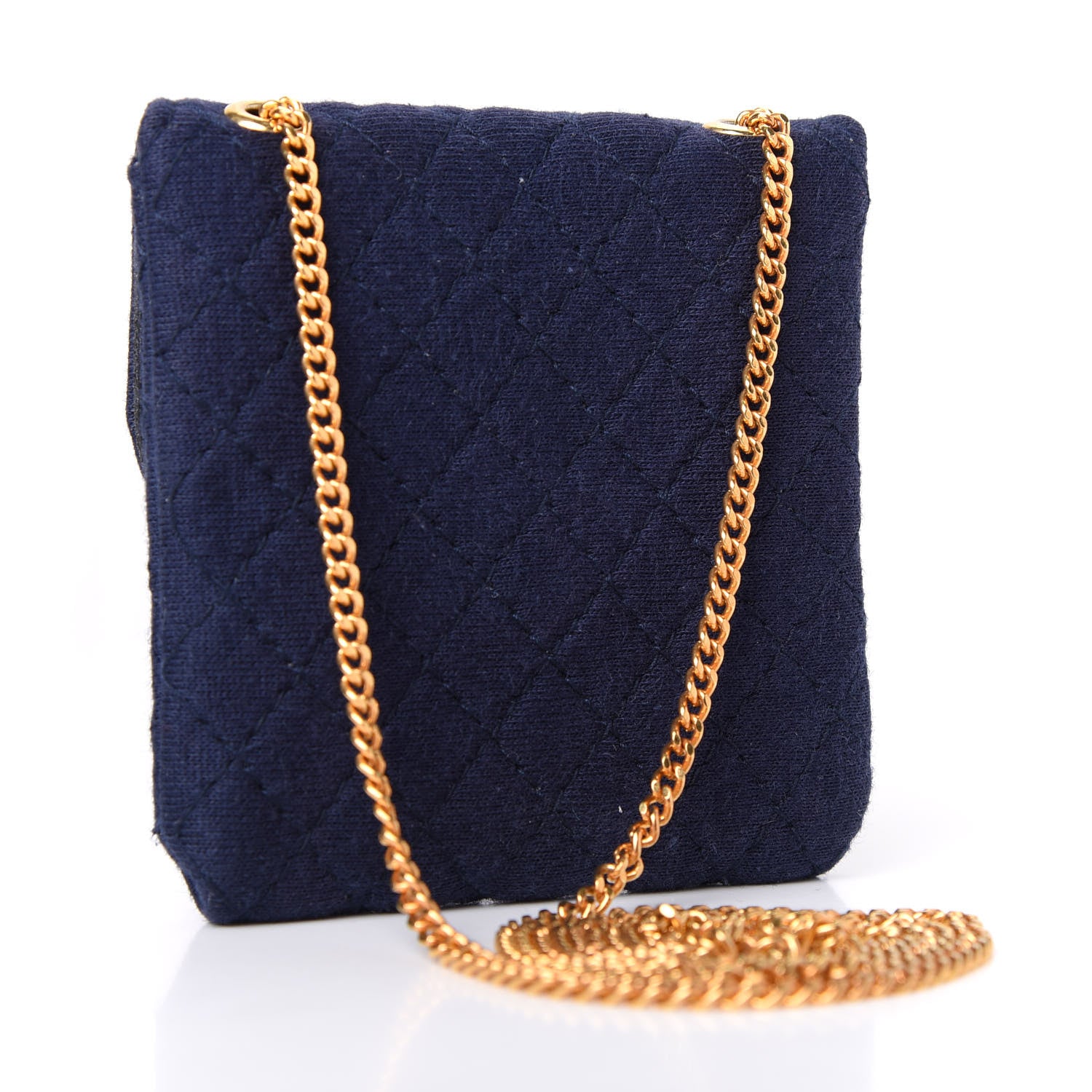 Chanel Jersey Quilted Micro Flap Bag Navy 3 of 6