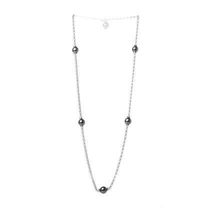 Mikimoto 18K White Gold Black South Sea Pearl 8.5mm Station Necklace 3 of 5