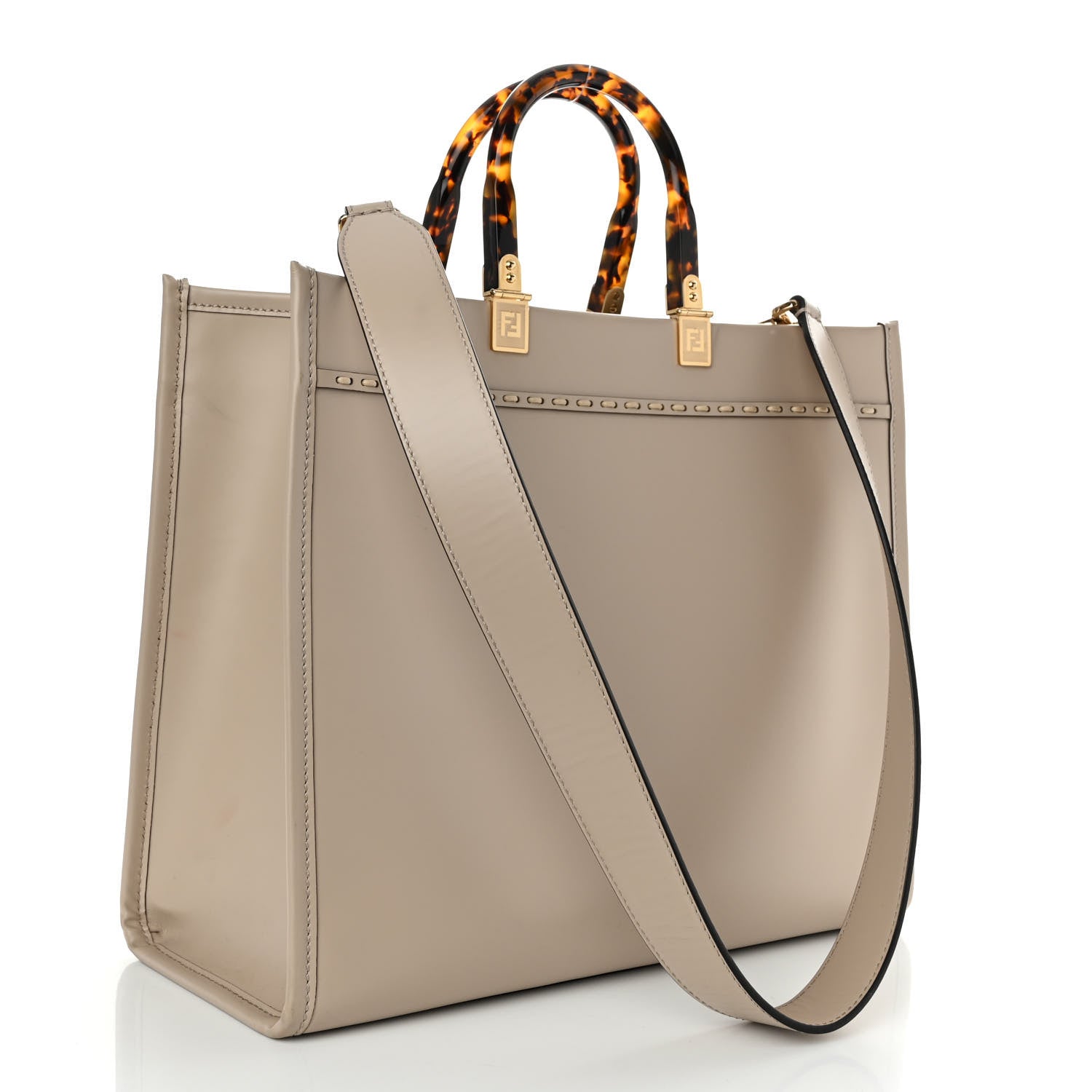 Fendi Vitello King Plexiglass Elaphe Python Print Logo Medium Fendi Sunshine Shopper Tote Nuvola Daisy Roccia 3 of 9