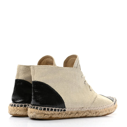 Chanel Crackled Calfskin High Top Espadrilles 39 Light Beige Black 4 of 10