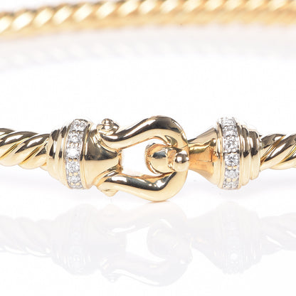 David Yurman 18K Yellow Gold Diamond 3.5mm Cable Buckle Bracelet 5 of 6
