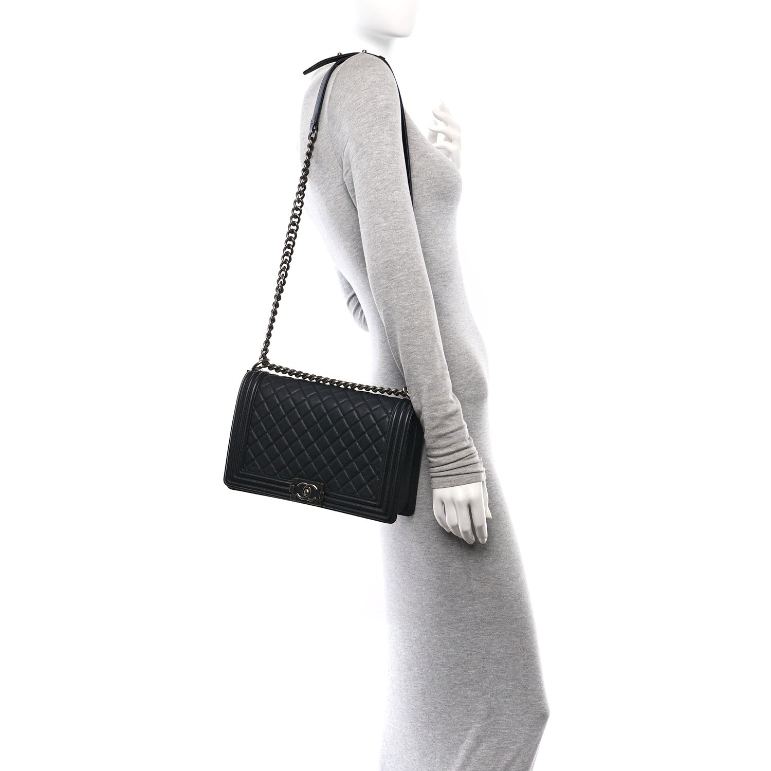 Chanel Grained Calfskin Quilted New Medium Boy Flap Black 2 of 11