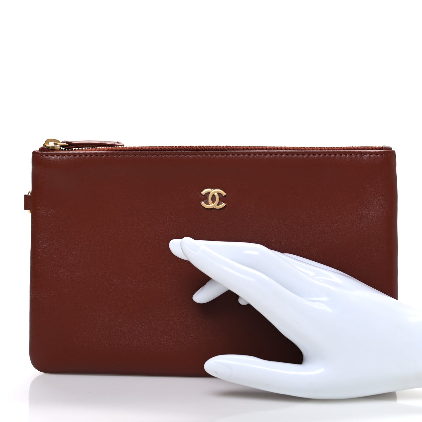 Shiny Calfskin Chanel 22 Removable Pouch Brown