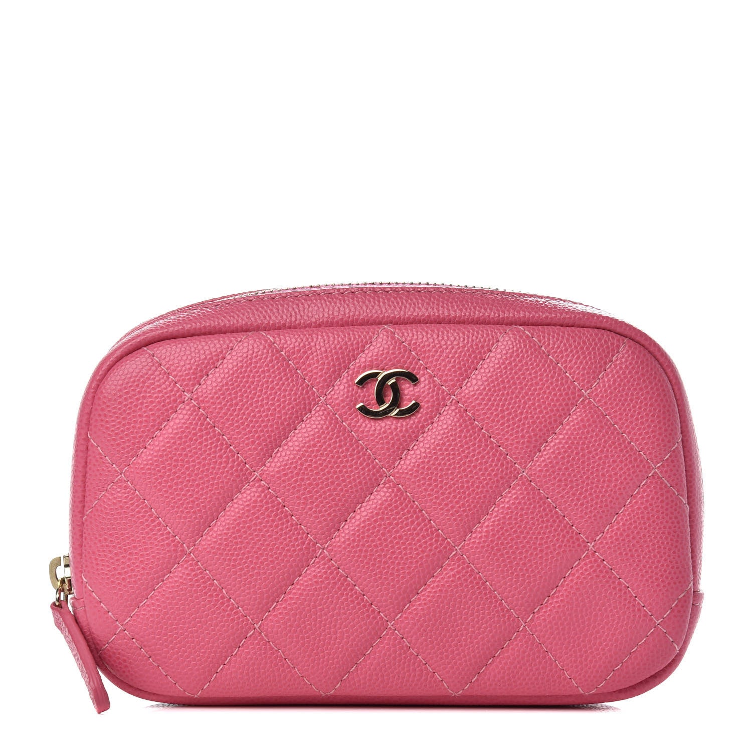 Chanel Caviar Quilted Small Curvy Pouch Cosmetic Case Pink 1 of 8