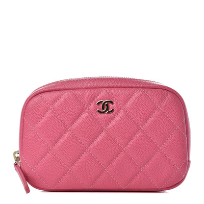 Chanel Caviar Quilted Small Curvy Pouch Cosmetic Case Pink 1 of 8