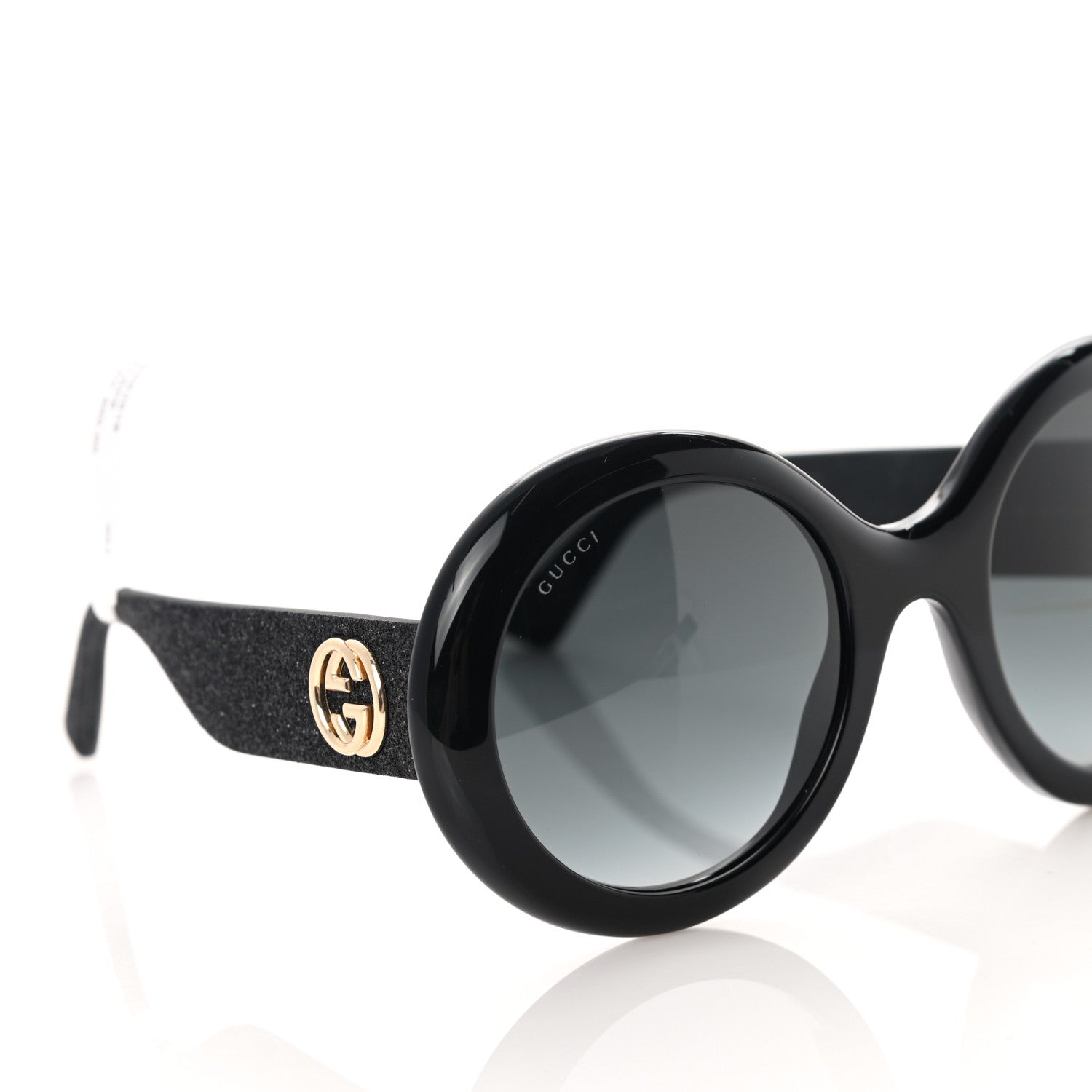 Gucci Acetate Round GG0101S Glitter Sunglasses Black 7 of 8