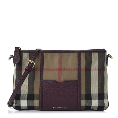 Burberry House Check Peyton Crossbody Clutch Bag Mahogany Red 1 of 9