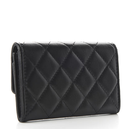 Chanel Lambskin Quilted CC Button Flap Card Holder Black 3 of 13