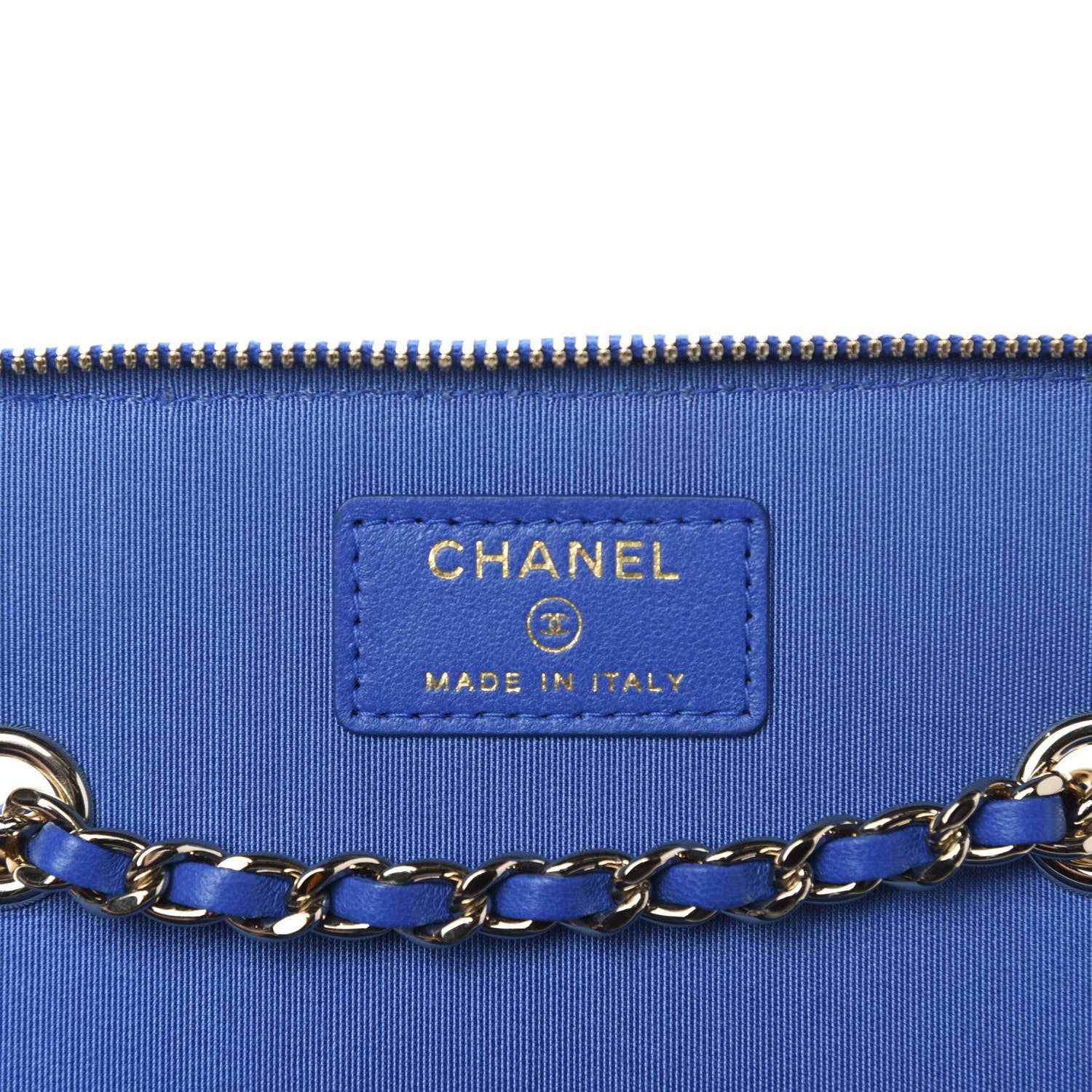 Chanel Raffia Jute Striped Small Vanity Case With Chain Blue Beige 8 of 11