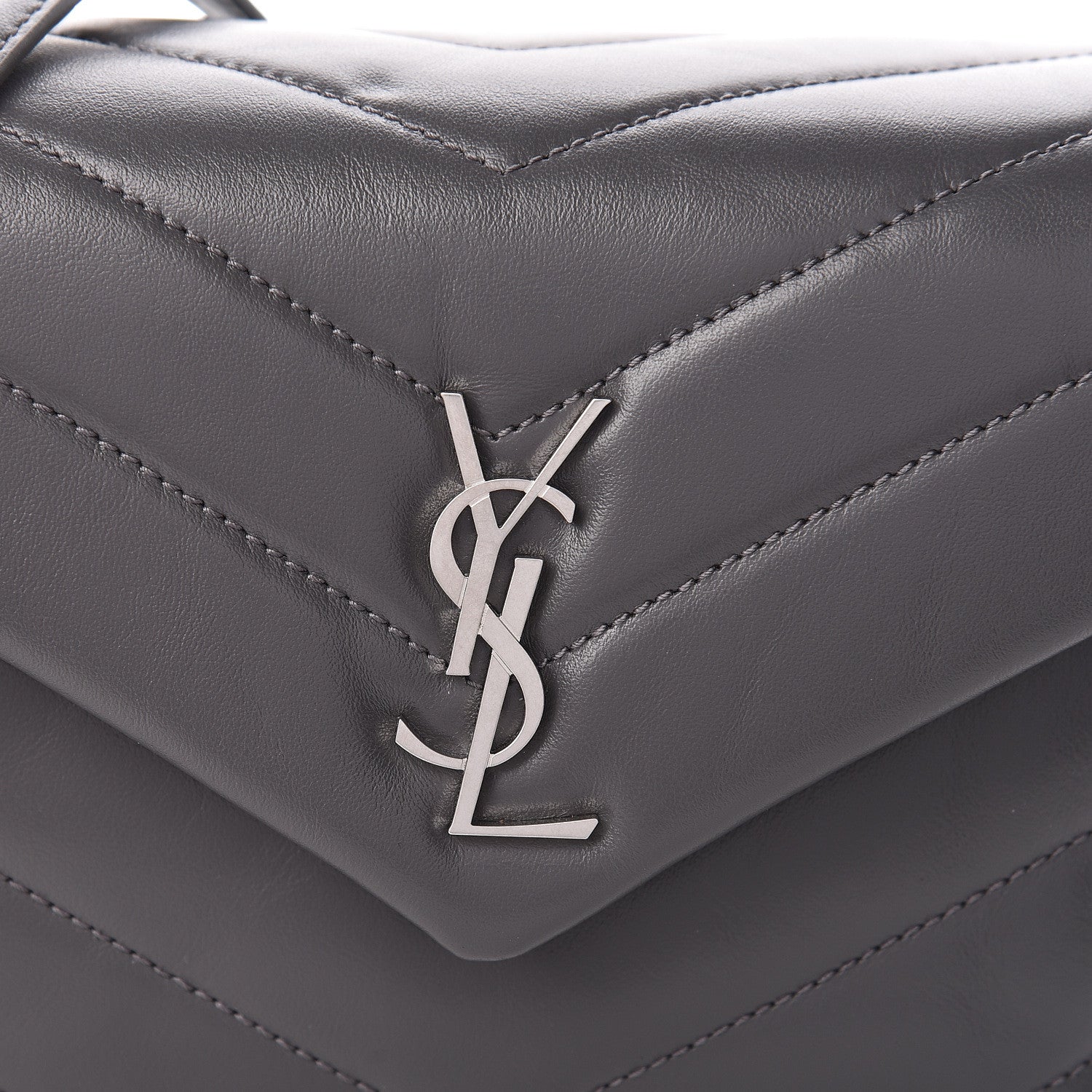 Saint Laurent Calfskin Y Quilted Monogram Toy Loulou Crossbody Bag Storm 10 of 11