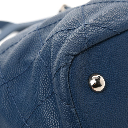Chanel Grained Calfskin Quilted Small Daily Shopping Tote Blue 13 of 16