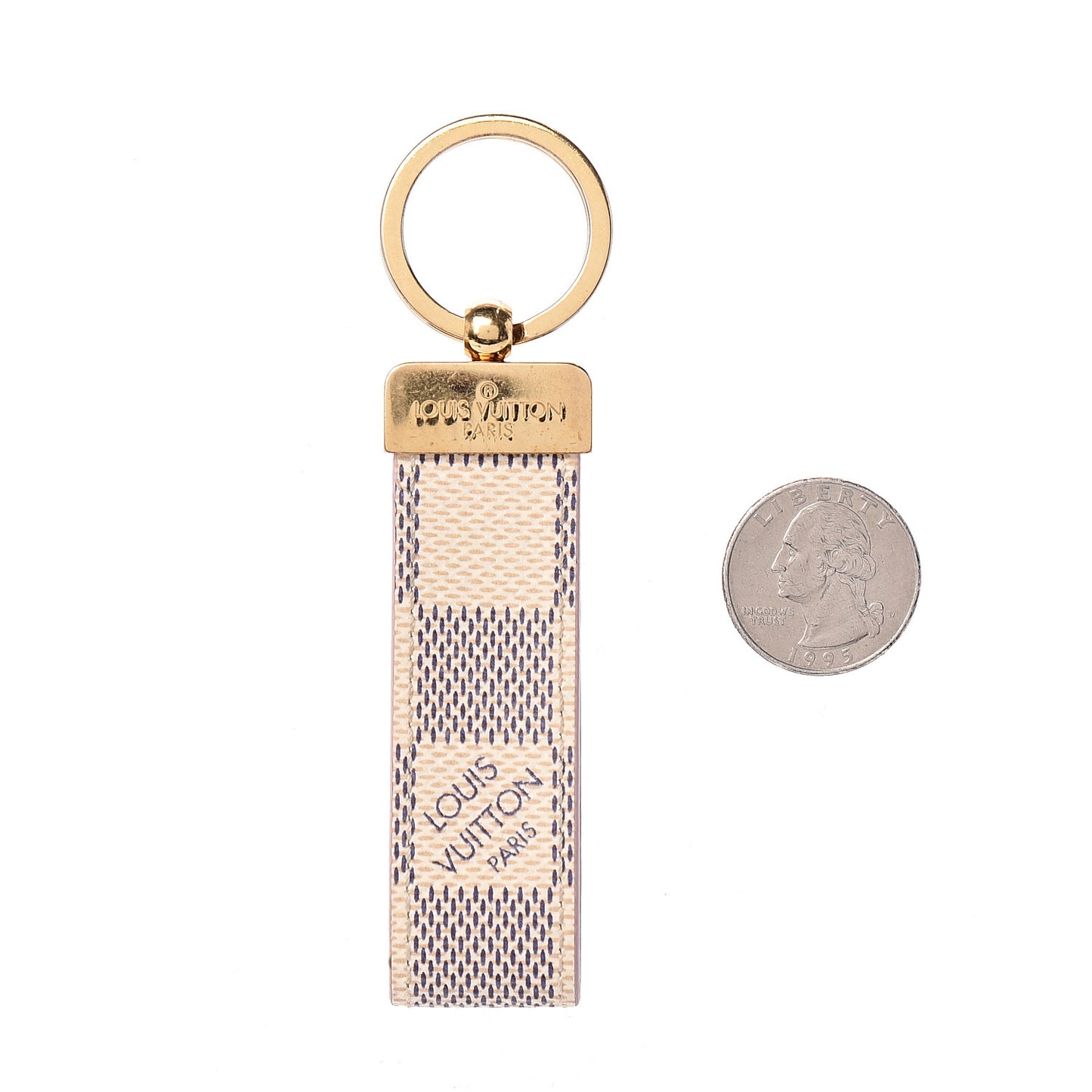 Damier Azur Dragonne Key Holder Rose Ballerine