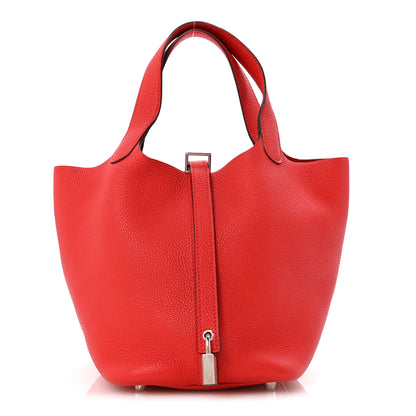 Hermes Taurillon Clemence Picotin Lock 18 PM Rouge Tomate 1 of 14