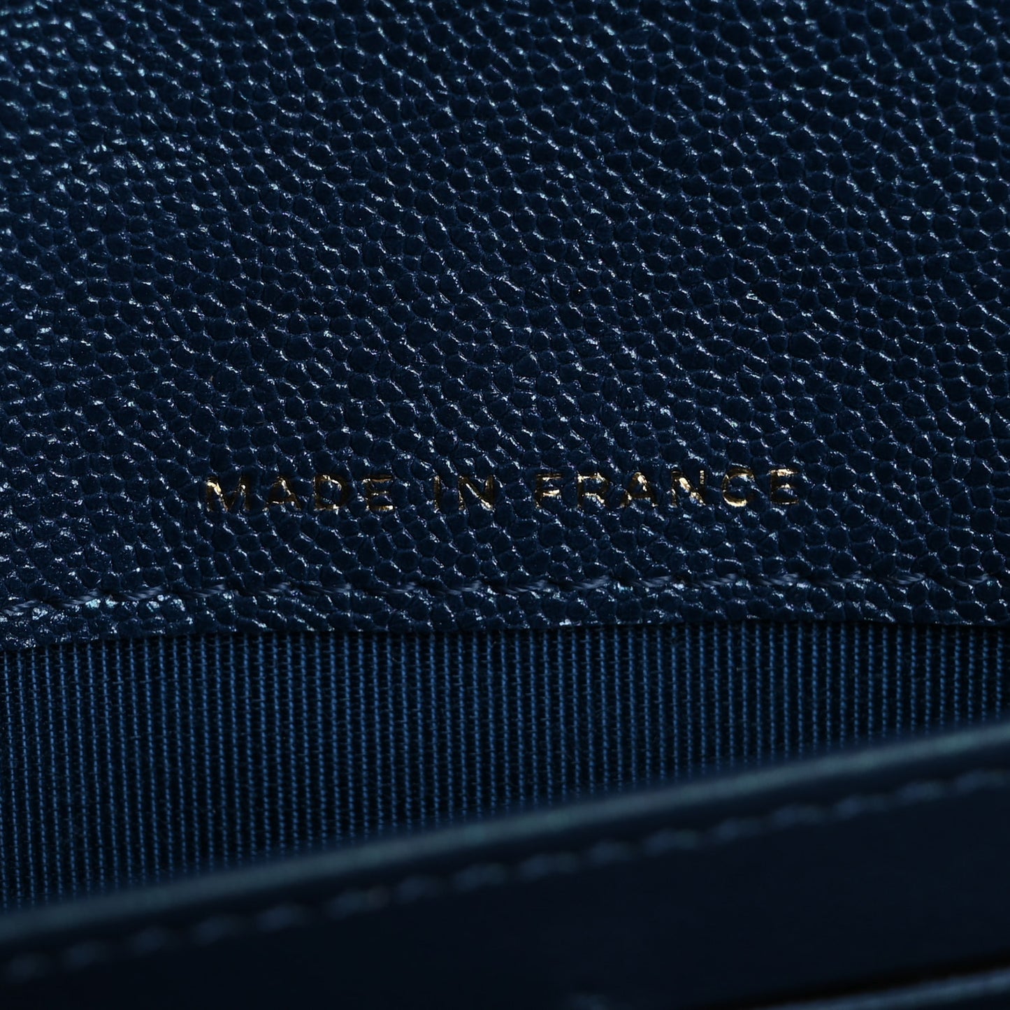 Iridescent Caviar Quilted Large Gusset Flap Wallet Dark Blue