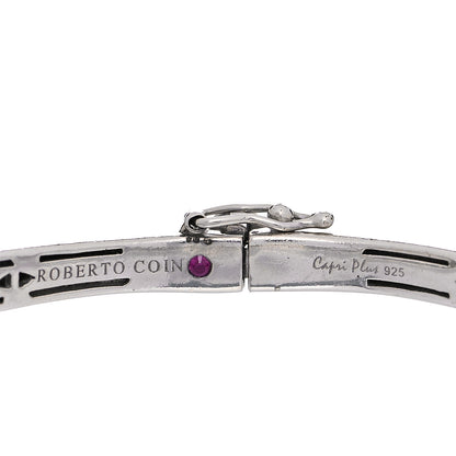 Roberto Coin Sterling Silver Diamond Capri Bangle Bracelet 5 of 5