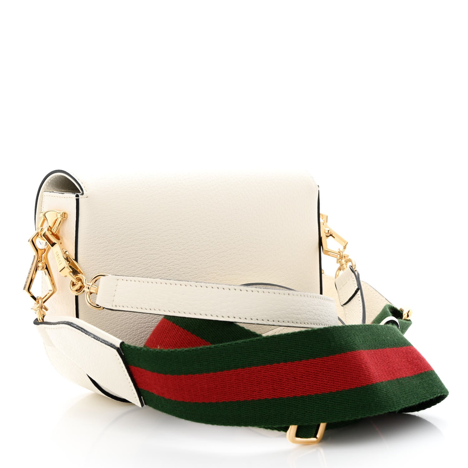 Gucci X ADIDAS Textured Dollar Calfskin Web Trefoil Mini Horsebit 1955 Shoulder Bag Off White Black 3 of 9